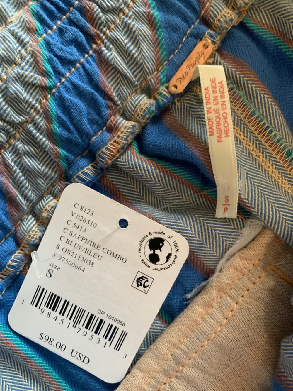 Free People Marielle Striped Pull-On Pants NWT Blue - Picture 9 of 12